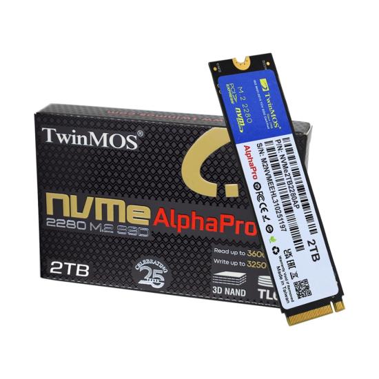 TWINMOS 2TB 3600/3250Mb/s M2 PCIE GEN3 NVME SSD NVMe2TB2280AP 3D-NAND