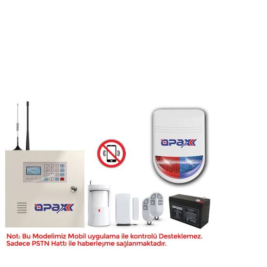 OPAX-2545+BGR-10+AKÜ PSTN PANEL & BGR-10 KABLOLU SİRENLİ FULL ALARM SETİ AKÜ DAHİL