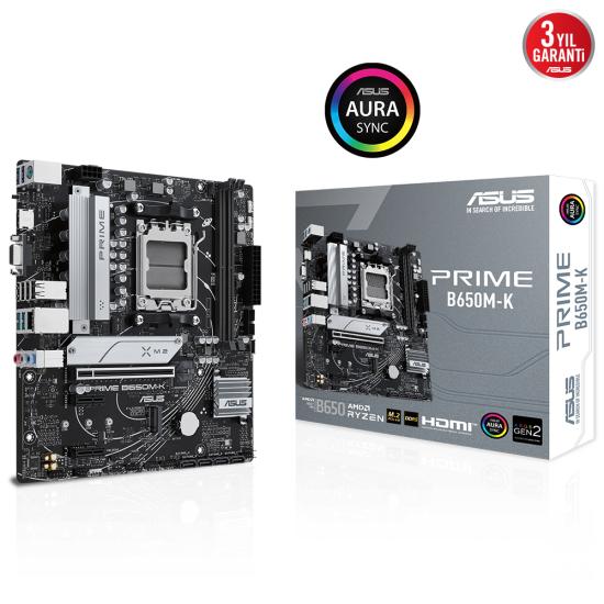 Asus Prıme B650m-k 2xddr5 Vga Hdmı 2xm.2 Am5 Anakart