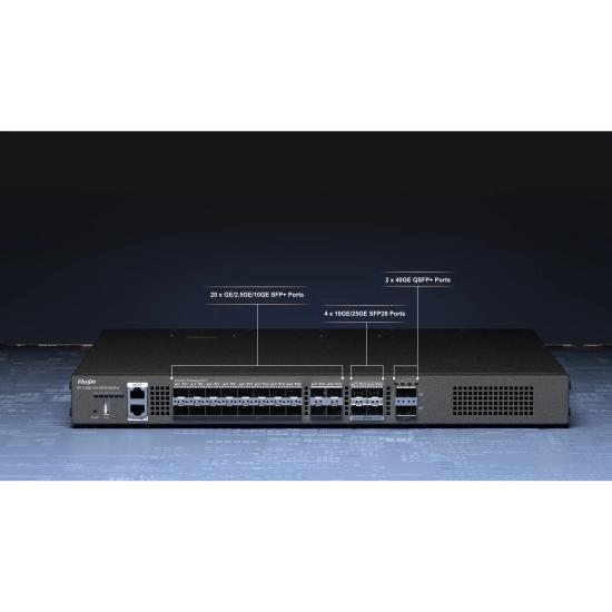 Ruıjıe Rg-cs86-20xs4vs2qxs-d 28 Sfp 100/1000m 10/100/1000 2 X 40gbase-x Qsfp+ Yonetılebılır Rack Mount Swıtch