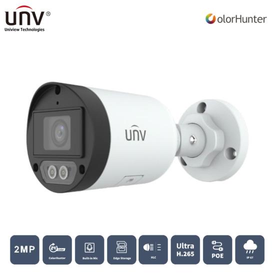 UNIVIEW IPC2122LB-AF28K-WL 2MP 2.8MM 30MT COLORHUNTER H265+ IP67 DAHİLİ SES IR BULLET IP KAMERA