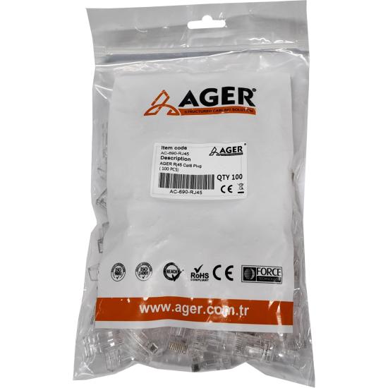 AGER AC-690-RJ45 EZ-PLUG YENİ NESİL CAT6 RJ45 KONNEKTÖR 100’LÜ