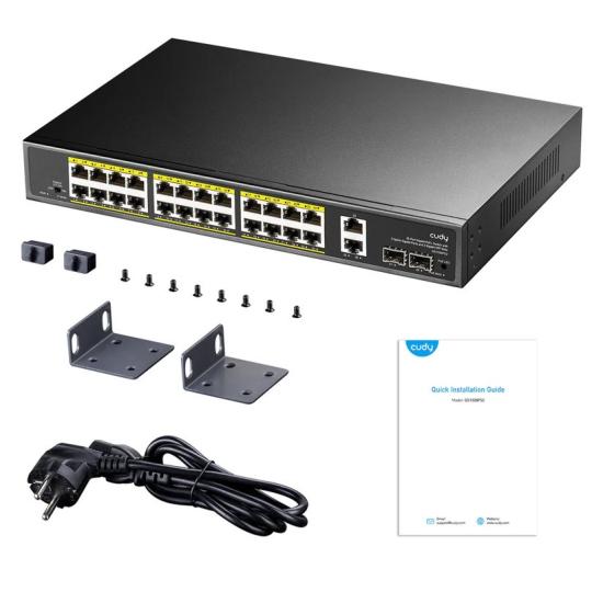 Cudy Gs1026ps2 24 Port 10/100/1000 24 Port Poe+ 2 Port Uplınk +2 Sfp 300w Yonetılemez Rack Mount Swıtch