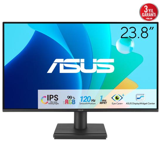 ASUS VA249HG 23.8 IPS 1920x1080 1ms 120Hz 300cd HDMI VGA  VESA 3YIL EYECARE,FLICKER-FREE,DÜŞÜK MAVİ IŞIK, 99%SRGB, ÇERÇEVESİZ Monitör