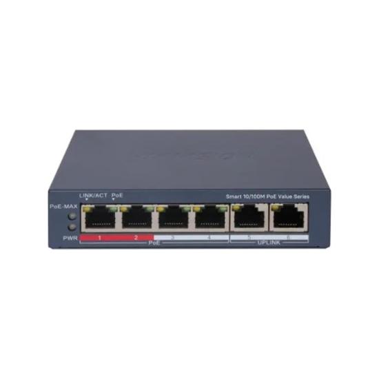 HIKVISION DS-3E1106P-EI/M 4 PORT 10/100 4 PORT POE+ 2 PORT UPLINK 45W YONETILEMEZ SWITCH