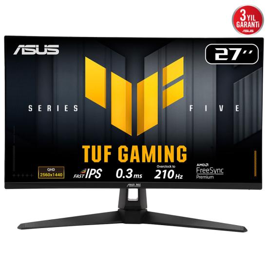Asus Tuf Gamıng Vg27aq5a 27’’ 0.3ms 210hz 2k Hdmı/dp/type-c Vesa Ips Led Gamıng Monıtor