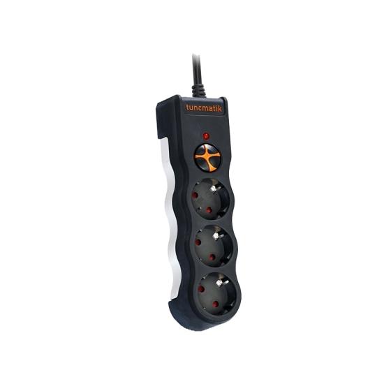 Tunçmatik Powersurge Tsk19010 1050 Joules 3’lü Siyah/1,5m Akım Korumalı Priz