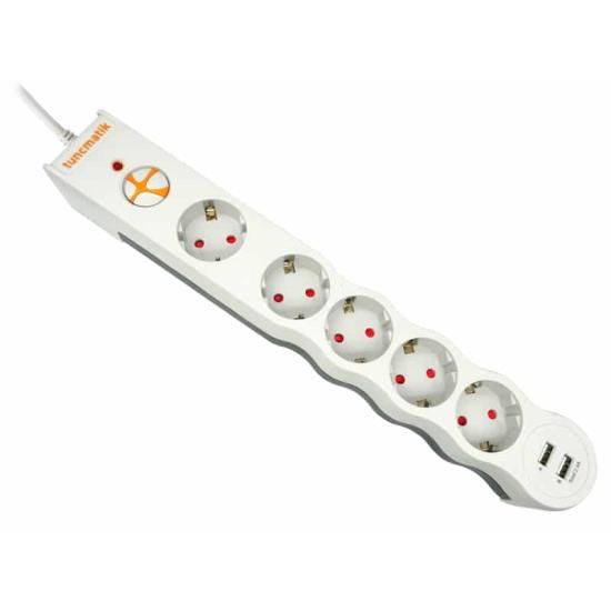 Tunçmatik Powersurge Tsk5015 1050 Joules 5’li Beyaz /1.,5m /usb’li Akım Korumalı Priz