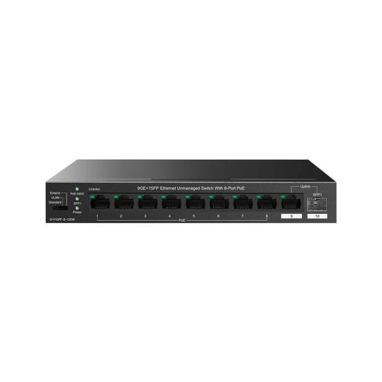 Tenda Teg1110pf-8-120w 10 Port 10/100/1000 8 Port Poe 1 Port Uplınk+ 1 Sfp 120w Yonetılemez Desktop Swıtch