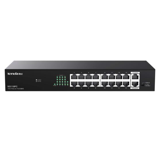 Tenda Sg118pc 18 Port 10/100/1000 16 Port Poe 2 Port Uplınk 167w Yonetılemez Desktop Swıtch