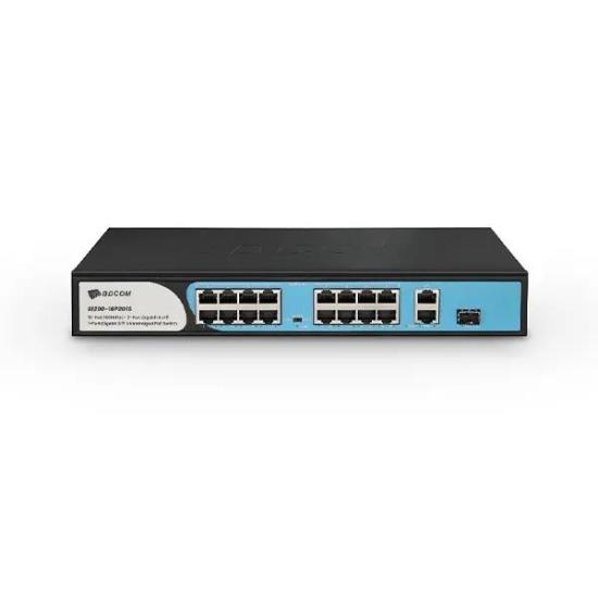 Bdcom S1200-16p2g1s 16 Port 10/100 16 Port Poe 2 Port Uplınk + 1 Sfp 180w Yonetılemez Rack Mount Swıtch