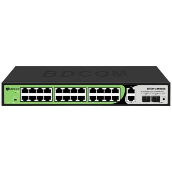 Bdcom S1500-24p2g2s-370w 24 Port 10/100/1000 24 Port Poe 2 Port Uplınk +2 Sfp 370w Yonetılemez Rack Mount Swıtch