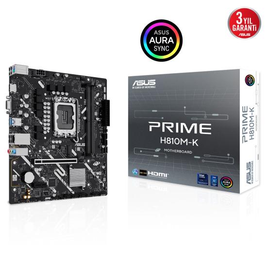 Asus Prıme H810m-k 2x Ddr5 Hdmı/vga 1x M.2 1x 2.5glan Usb3.2 1851p Anakart