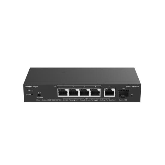 Ruıjıe Reyee Rg-es206mg-p 4 Port 10/100/1000/2500 Multi-gigabit 4 Port Poe+ 1x 2,5gb Uplınk + 1x 10g Sfp 70 Watt Rujıe C