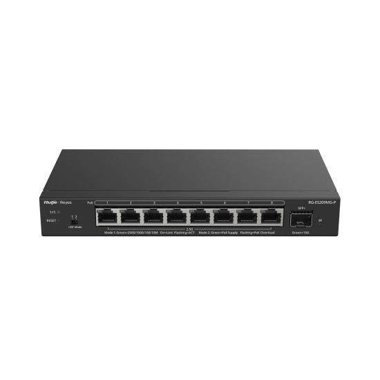 Ruıjıe Reyee Rg-es209mg-p 8 Port 10/100/1000/2500 Multi-gigabit 8 Port Poe+ 1x 10g Sfp 130w Rujıe Cloud Yonetılebılır De