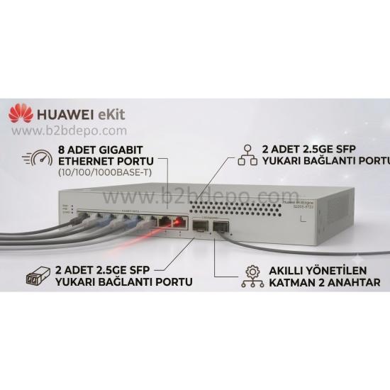 Huaweı Ekıt S220s-8t2j 8 Port 10/100/1000 2 X 2.5ge Sfp L2 Cloude Yönetilebilir Rack Mount Swıtch