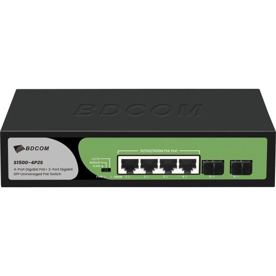 Bdcom S1500-4p2s 4 Port 10/100/1000 4 Port Poe 2 X Sfp 60w Yonetılemez Desktop Swıtch