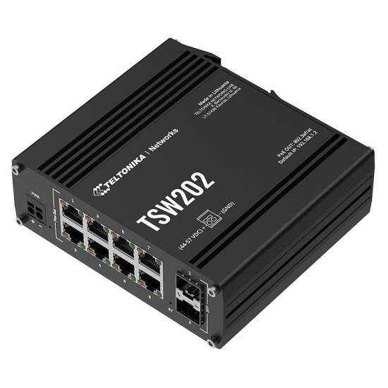 Teltonika Tsw202 8 Port 10/100/1000 8 Port Poe 2 X Sfp 240 Watt L2 Yönetilebilir Endüstriyel Swıtch
